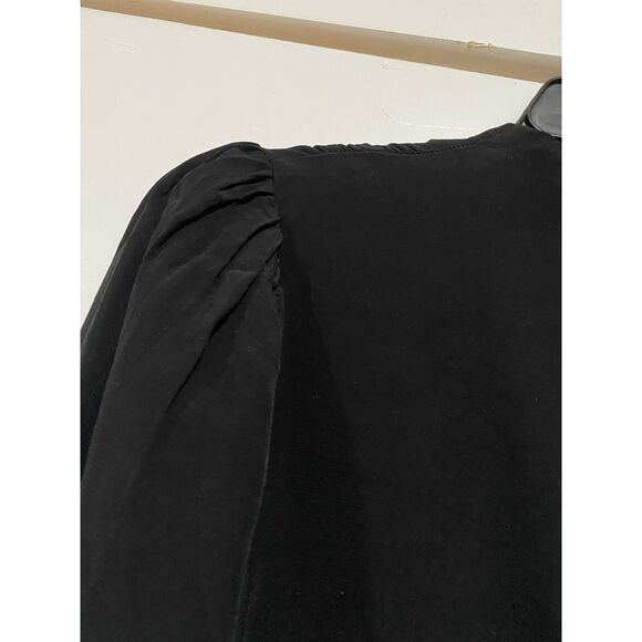 Zara Black Dress Small Mini Lace Trim Hem Gothic Cottagecore High Neck Party - Picture 10 of 16